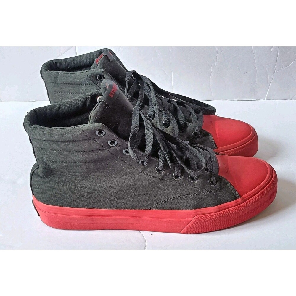 Straye Shoes Men's Size 10.5 Black Red Mid Top Sneakers